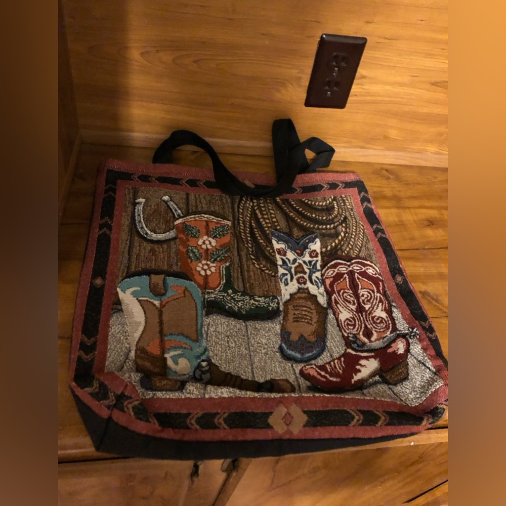 Western Cowgirl Boots Tapestry Tote Bag